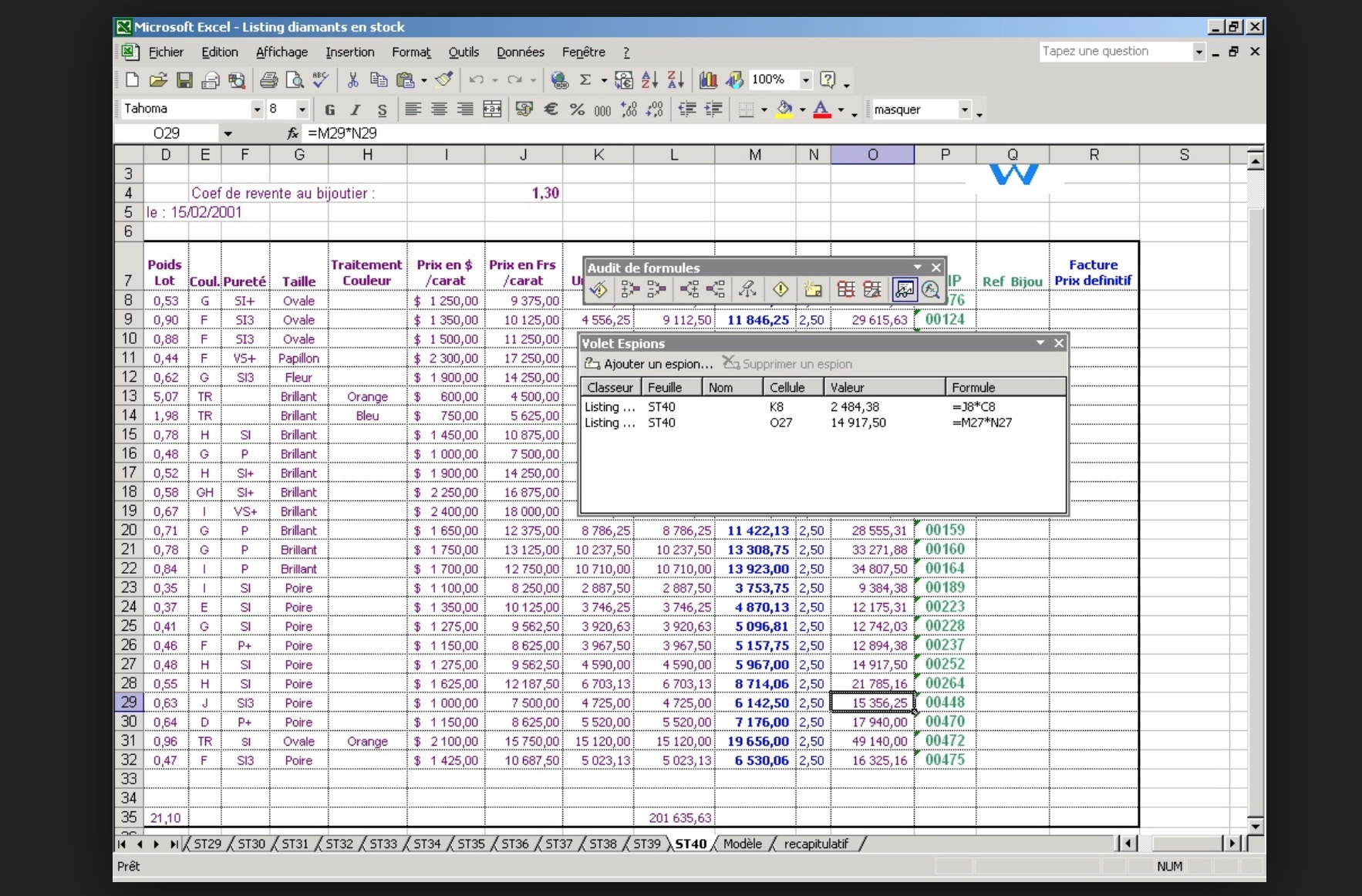 Excel XP/Excel 2002 Spreadsheet (2001)
